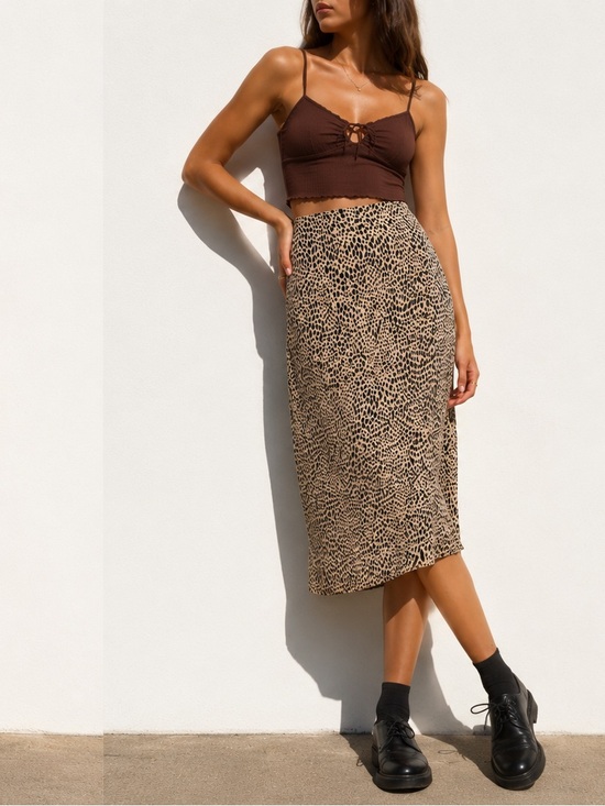 Brandy Melville Dresses & Skirts - Brandy Melville Leopard Midi Skirt - Brown & Cream